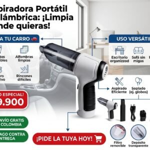 Aspiradora Portátil Inalámbrica para Carro y Hogar