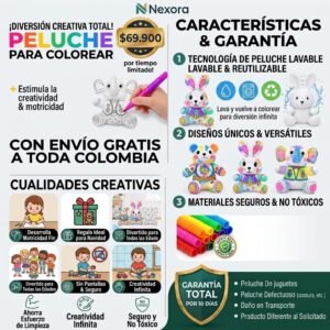 Peluche Para Colorear Lavable Reutilizable + Marcadores
