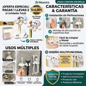 Soporte Adhesivo Multifuncional Mickey (Pack x2 Pares / 4 Unds)