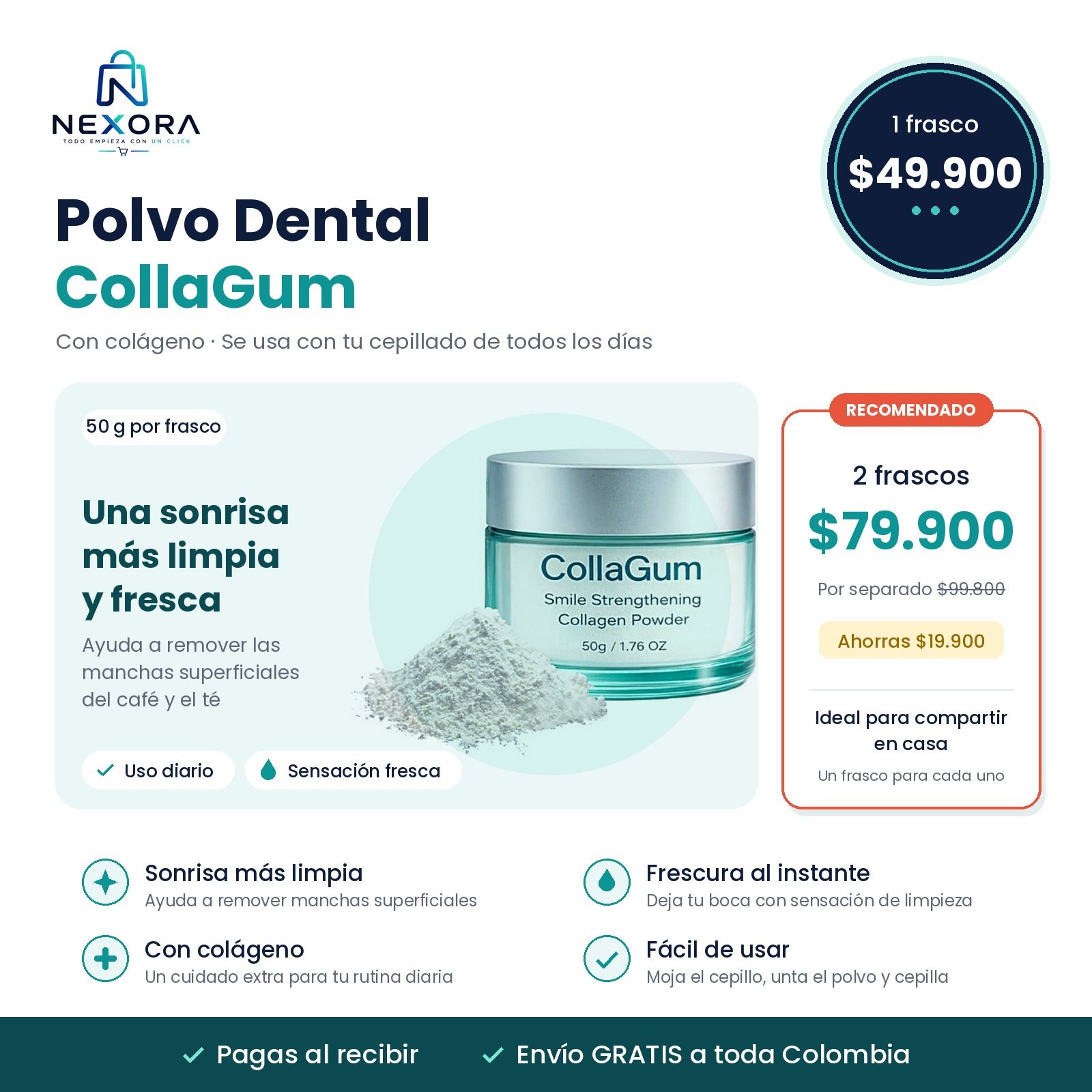 CollaGum – Polvo Dental con Colágeno 50 g