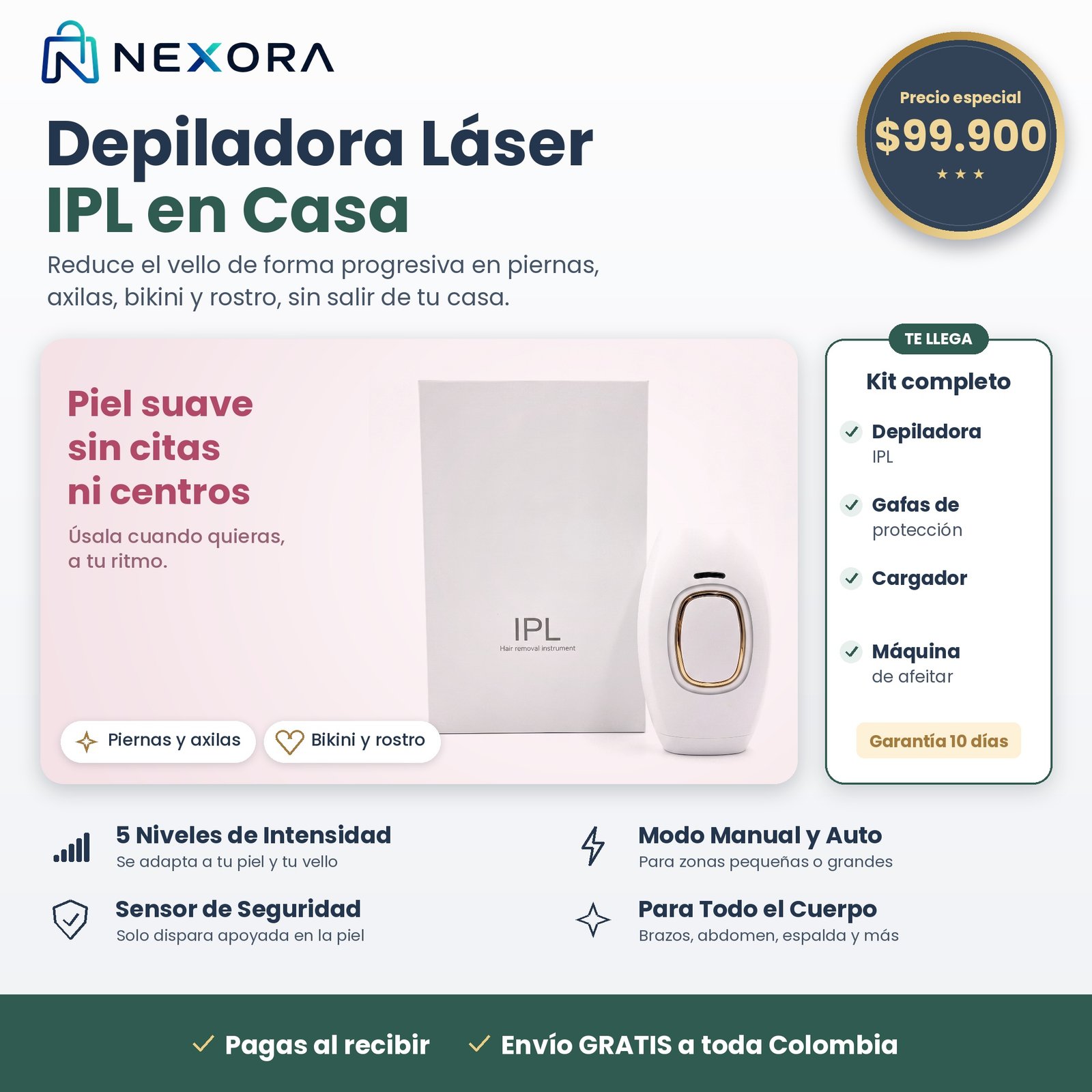 Depiladora Láser IPL en Casa – Kit Completo